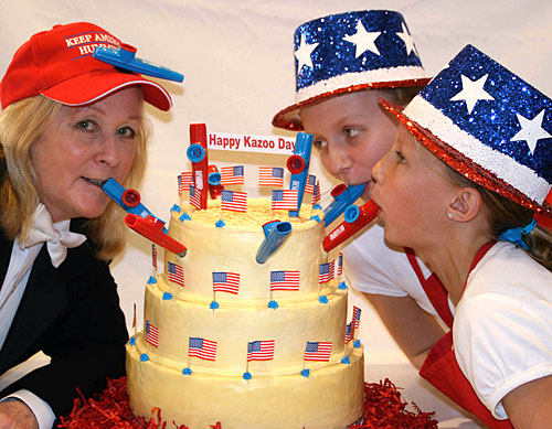 Maestro Stewart with Victoria and Natalie, Celebrating National Kazoo Day!